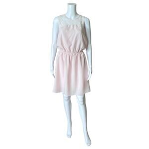 H&M Womens Size 12 Pink Sleeveless Lace Trim Blouson Elastic Waist Tank Dress